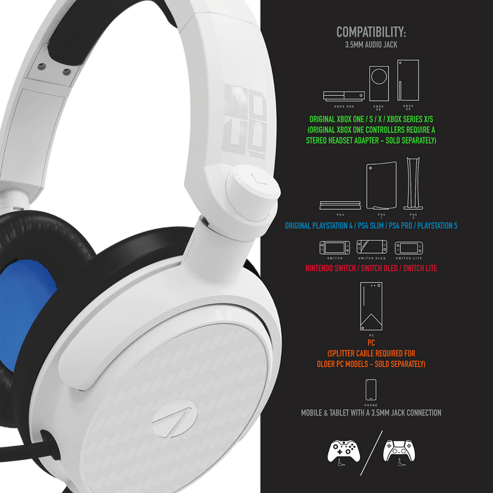 Stealth C6-100 Gaming Headset for PS4/PS5, XBOX, Switch, PC - Blue/White Stealth