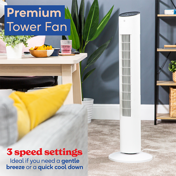 Russell Hobbs RHTWR3S Premium Tower Fan in White