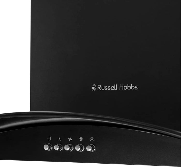 Russell Hobbs RHFGCH601B 60cm Flat Glass Black Cooker Hood Russell Hobbs