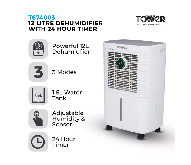 Tower T674003 12 Litre Dehumidifier