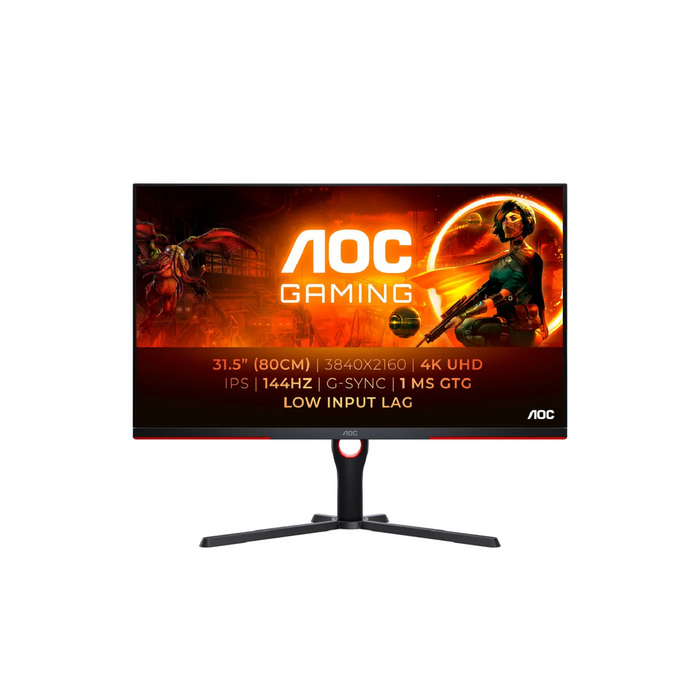 AOC U32G3X/BK 4K 31.5 Gaming Monitor - 4K UHD - IPS- 144Hz- 1ms - G-Sync Compatible - HDR400- Height Adjustable AOC