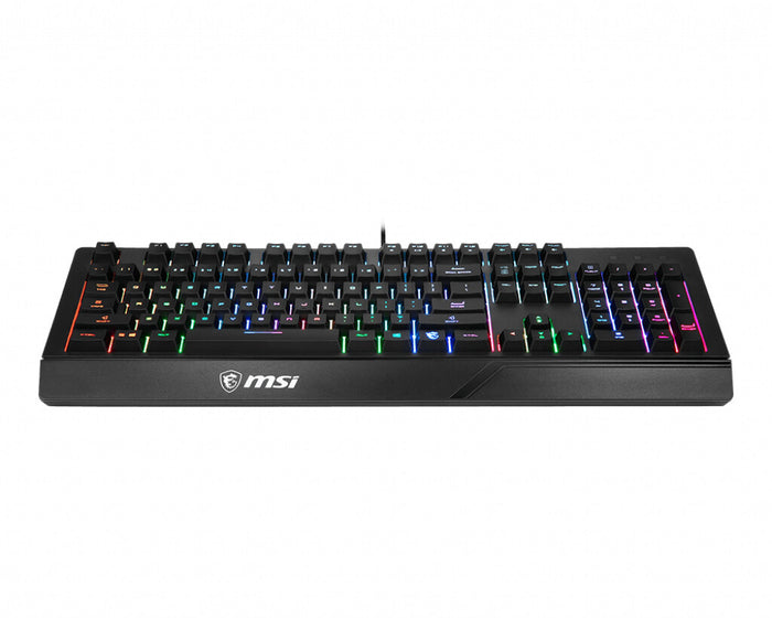 MSI VIGOR GK20 RGB Gaming Keyboard  UK Layout, Membrane switches, Rainbow RGB Lighting effect, Ergonomic keycaps, Hotkeys for media and lighting control, water repellent keyboard design MSI