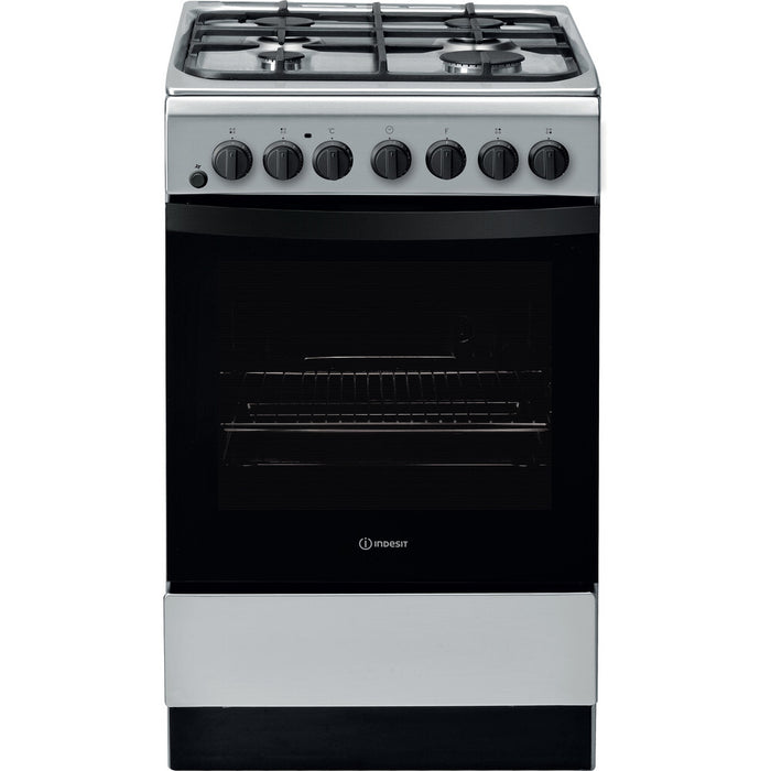 Indesit IS5G4PHSS/UK cooker Freestanding cooker Electric Gas Black, Stainless steel A