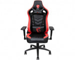 MSI MAG CH110 Gaming Chair Black and red with carbon fiber design, Steel frame, Reclinable backrest, Adjustable 4D Armrests, breathable foam, Ergonomic headrest pillow, Lumbar support cushion MSI