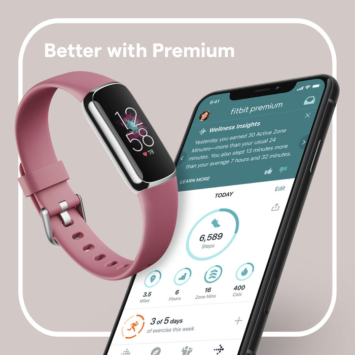 Fitbit Luxe AMOLED Wristband activity tracker Pink, Platinum Fitbit