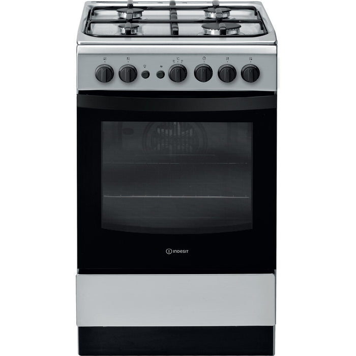 Indesit IS5G1PMSS/UK cooker Freestanding cooker Gas Black, Stainless steel A