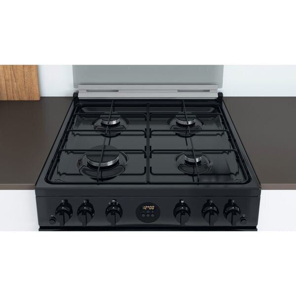 Indesit ID67G0MCB/UK cooker Freestanding cooker Gas Black A+