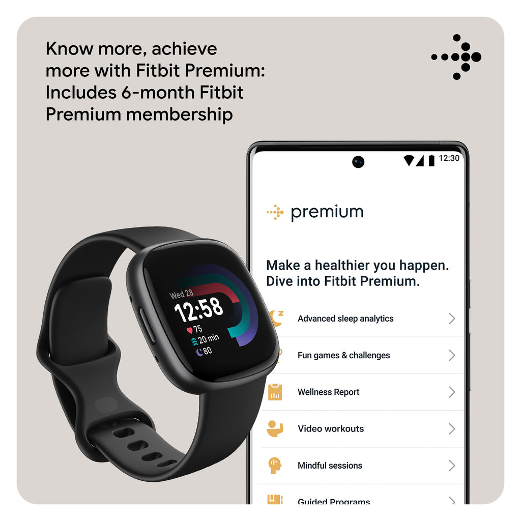 Fitbit Versa 4 Smart Watch Black Graphite