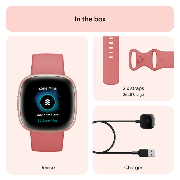 Fitbit Versa 4 Smart Watch - Pink Sand/Copper Rose Fitbit