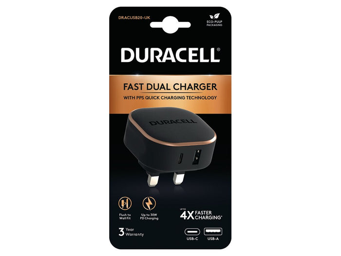 Duracell DRACUSB20-UK mobile device charger Black
