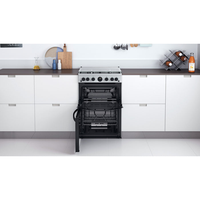 Indesit ID67G0MCX/UK cooker Freestanding cooker Gas Silver A+
