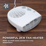 Black & Decker BXSH37005GB 2KW Flat Fan Heater White BLACK+DECKER