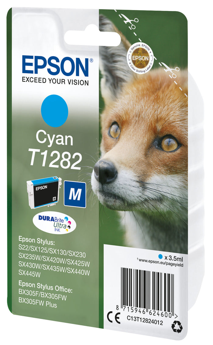 Epson Fox Singlepack Cyan T1282 DURABrite Ultra Ink Epson
