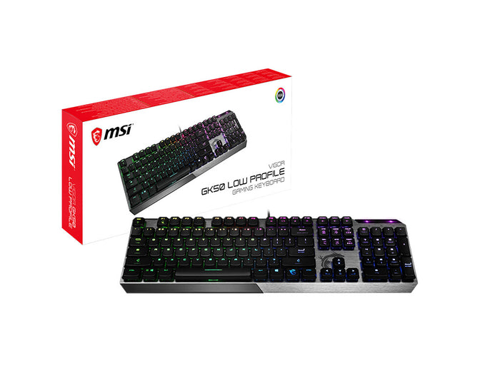 MSI VIGOR GK50 LOW PROFILE Mechanical Gaming Keyboard UK-Layout, KAILH Low-Profile Switches, Multi-Layer RGB LED Backlit, Tactile, Floating Key Design