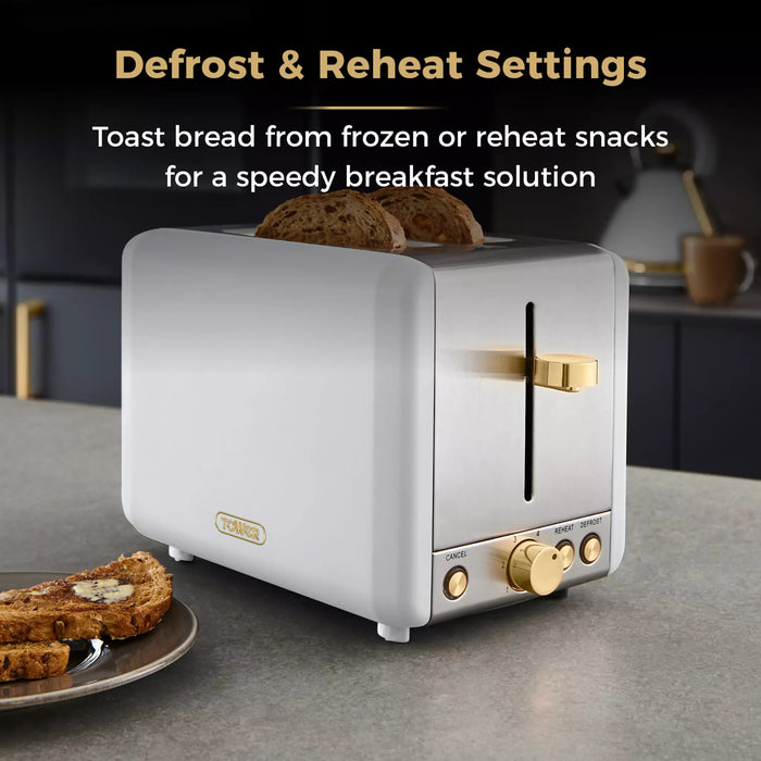 Tower Cavaletto 2 Slice Toaster Stainless Steel - White