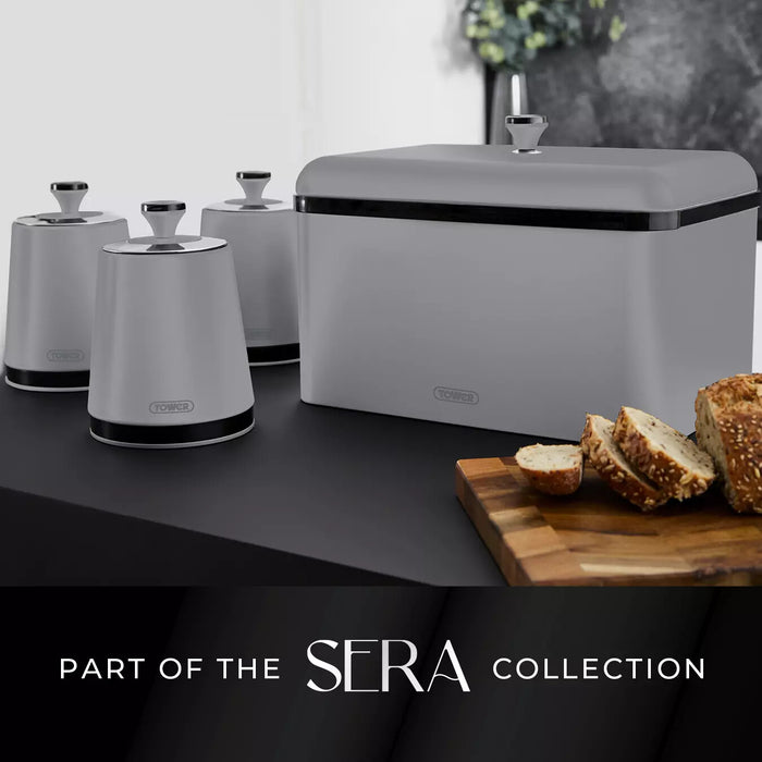 Tower Sera Bread Bin with Smoked Trim - Grey