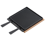 George Foreman GFDSGP01 Dual-Sided Griddle Plate with Beech Tray