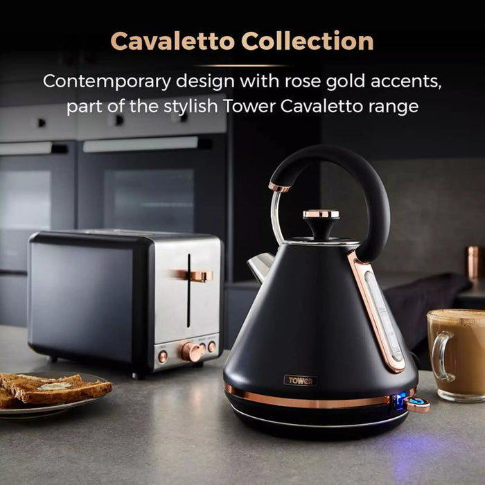 Tower Cavaletto 2 Slice Stainless Steel Toaster Black