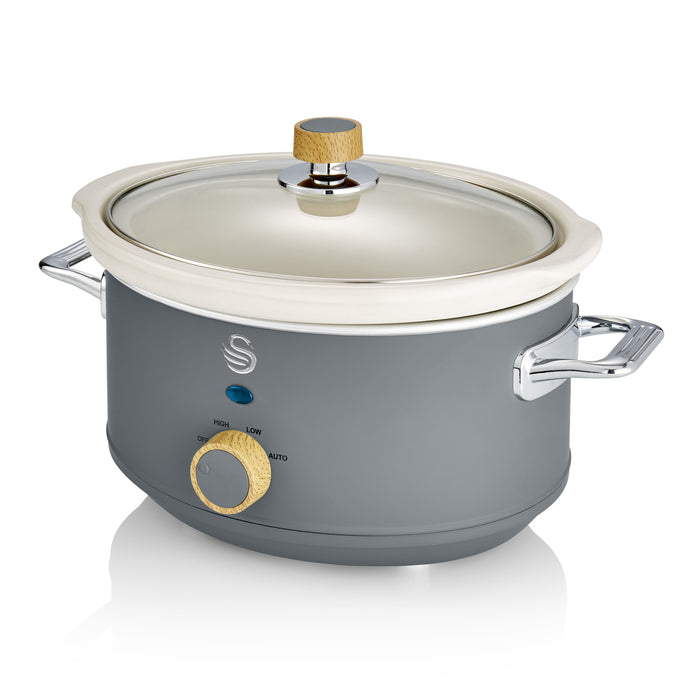 Swan Nordic Slow Cooker with 3 Temperature Settings Matte Grey