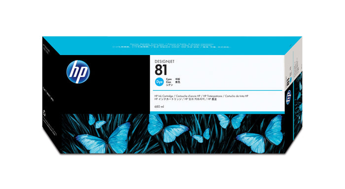 HP 81 680-ml Cyan Dye Ink Cartridge