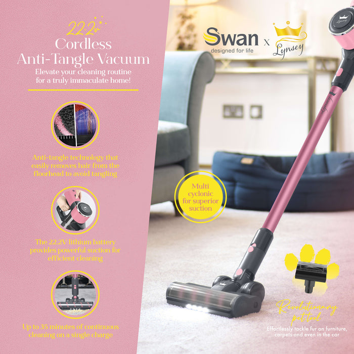 Swan SC15827QOC Lynsey Queen of Clean Cordless Anti-Tangle Vacuum Cleaner