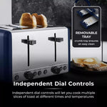 Tower Sera 4 Slice Toaster With Smoked Chrome Trim Midnight Blue