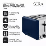 Tower Sera 4 Slice Toaster With Smoked Chrome Trim Midnight Blue