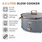 Tower Cavaletto 6.5 Litre Slow Cooker Grey