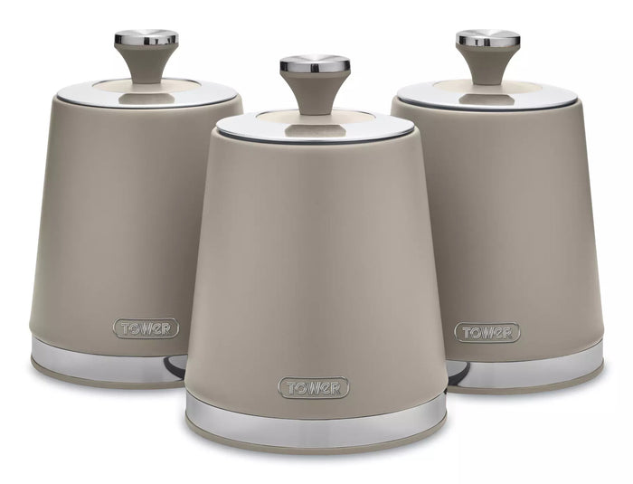 Tower Cavaletto Set Of 3 Canisters - Latte