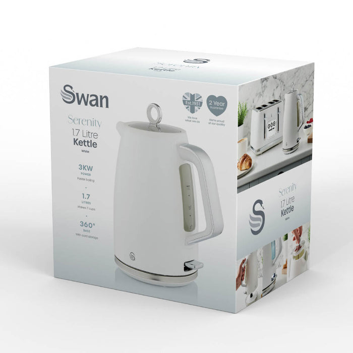 Swan Serenity Electric kettle 1.7 L 3000 W Plastic Boil dry protection White