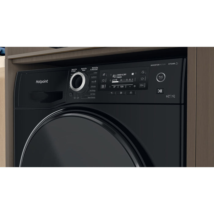 Hotpoint NDD 9725 BDA UK washer dryer Freestanding Front-load Black E