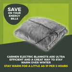 Carmen C81149GRY electric blanket 15 W Grey Fleece