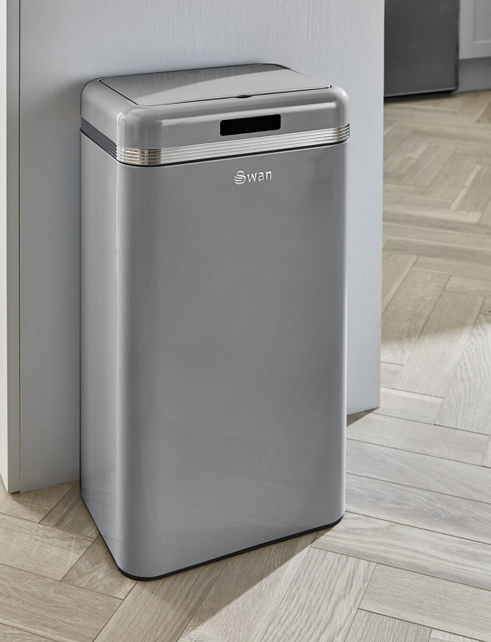 Swan Retro 45L Square Sensor Bin - Grey