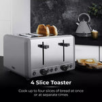 Tower Sera 4 Slice Toaster With Smoked Chrome Trim Grey