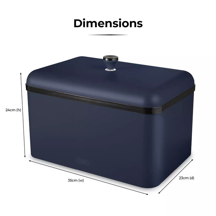 Tower Sera Bread Bin with Smoked Trim - Midnight blue