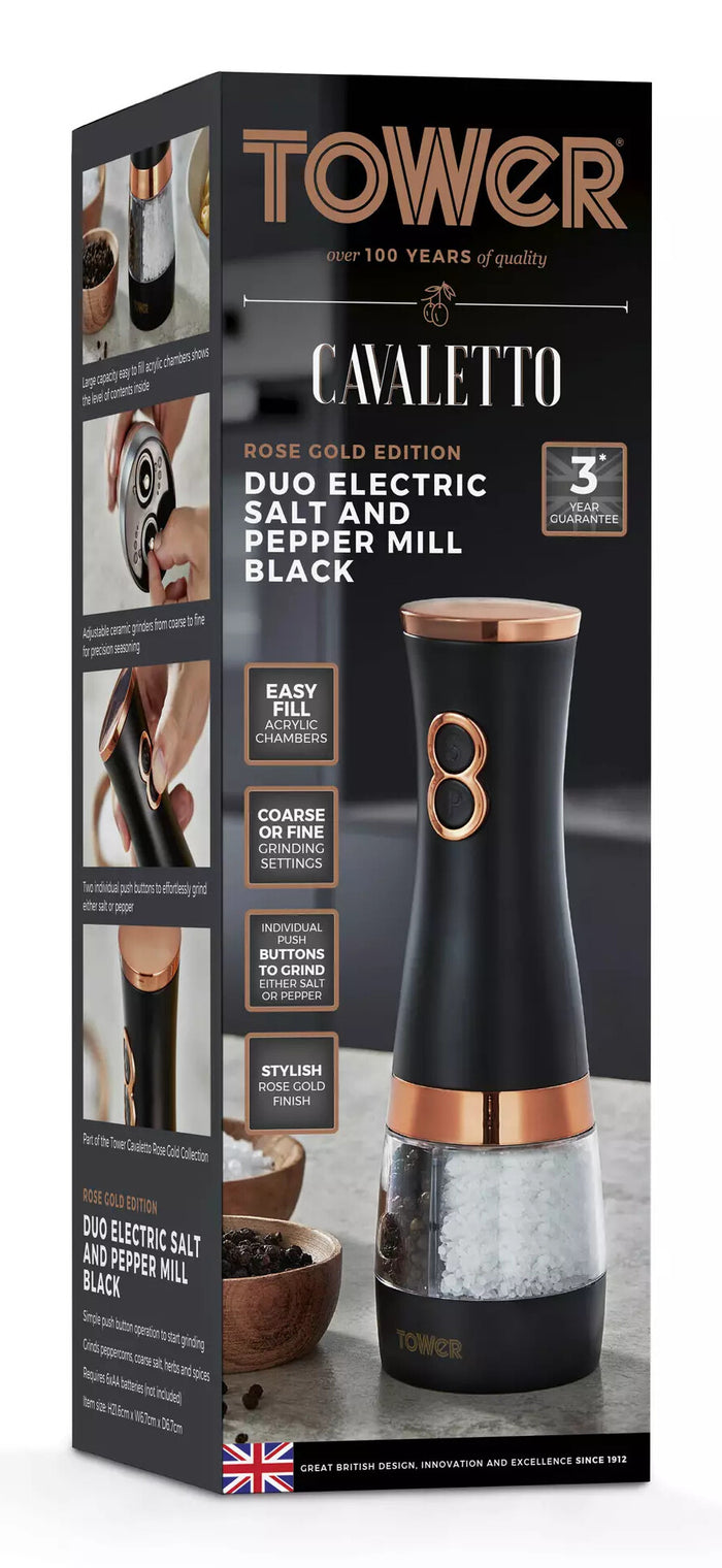 Tower Cavaletto Duo Salt and Pepper Mill - Black