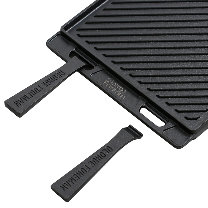 George Foreman GFDSGP01 Dual-Sided Griddle Plate with Beech Tray