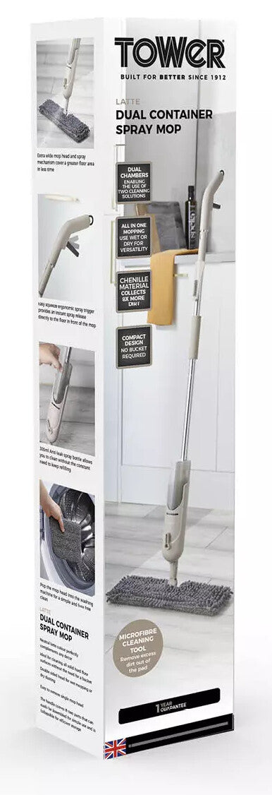 Tower Dual Container Spray Mop - Latte