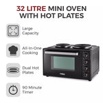 Tower 32 Litre Mini Oven with Hot Plates - Black