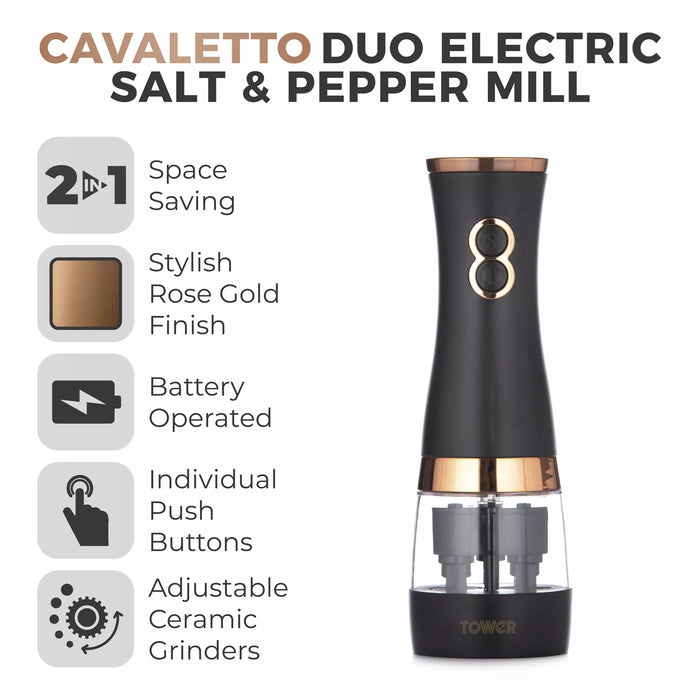 Tower Cavaletto Duo Salt and Pepper Mill - Black