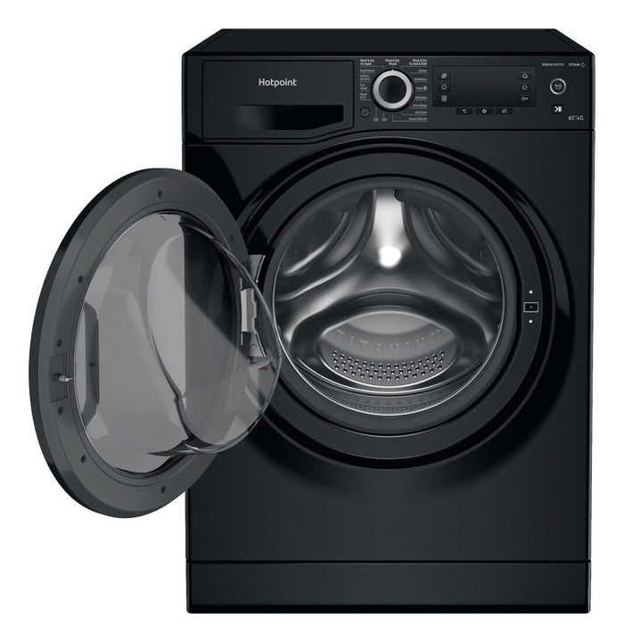 Hotpoint NDD 8636 BDA UK washer dryer Freestanding Front-load Black D