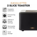 Tower Cavaletto 2 Slice Stainless Steel Toaster Black