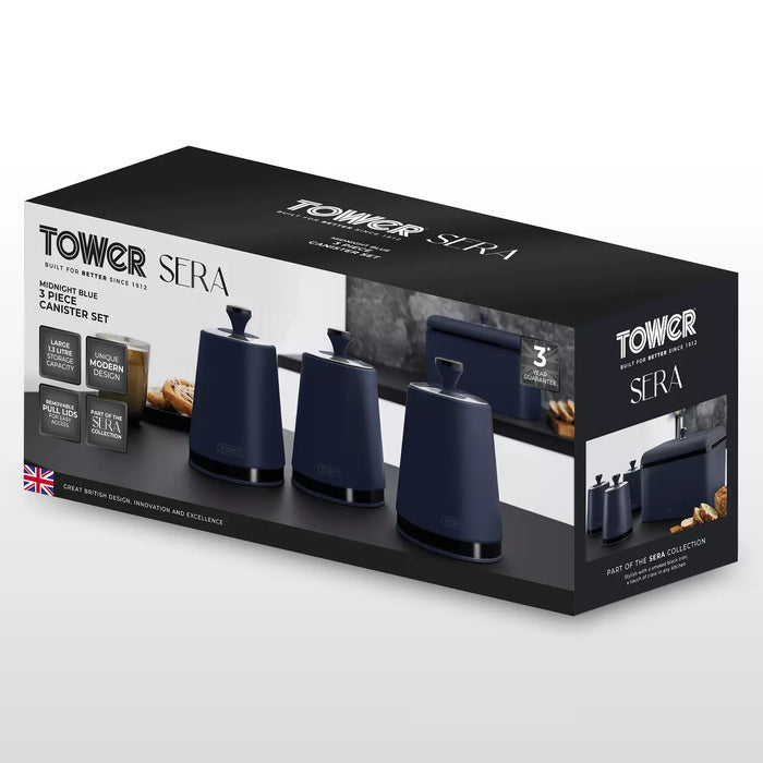 Tower Sera Set of 3 Canisters - Midnight Blue