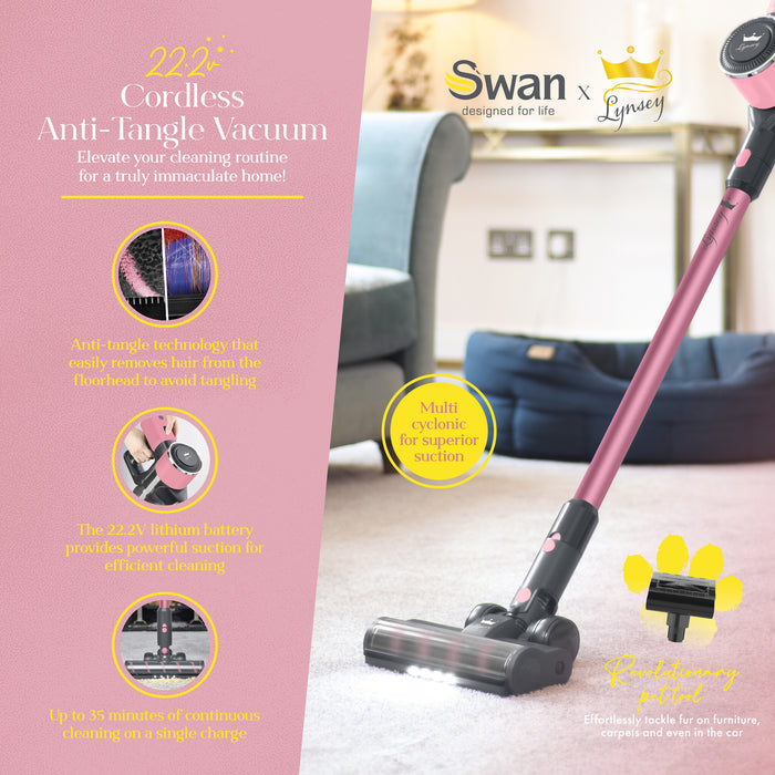 Swan SC15827QOC Lynsey Queen of Clean Cordless Anti-Tangle Vacuum Cleaner