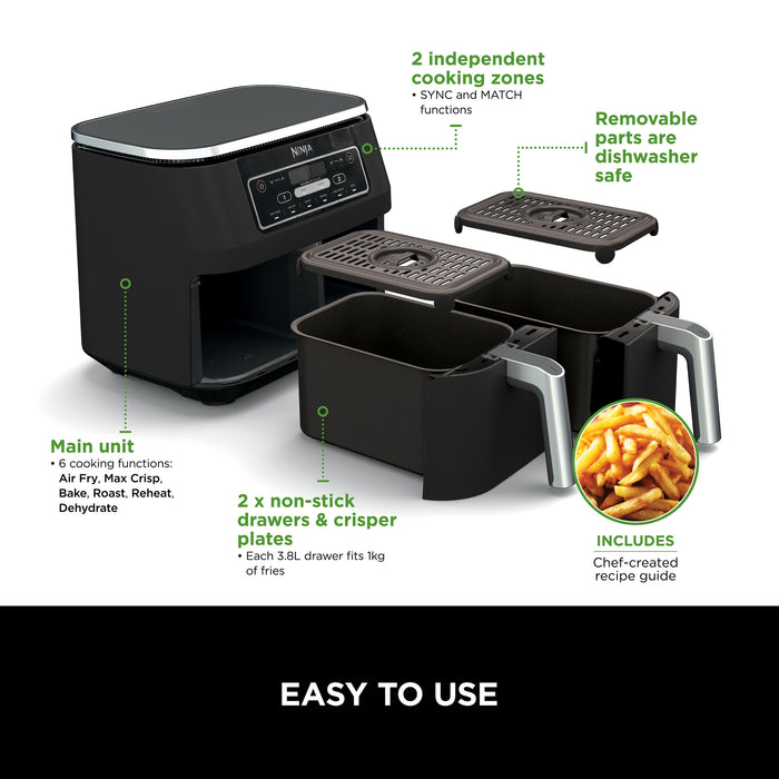 Ninja AF400UK Foodi MAX Dual Zone Air Fryer Black