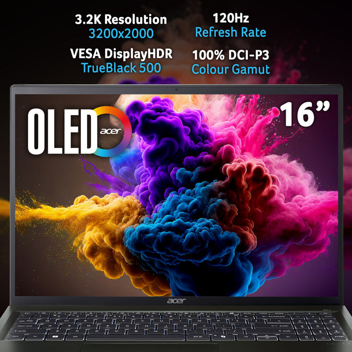 Acer Swift Edge SFE16-44 Laptop - AMD Ryzen 7 8840U, 16GB, 1TB SED SSD, Integrated Graphics, 16 3.2K OLED 120Hz, Windows 11, Black