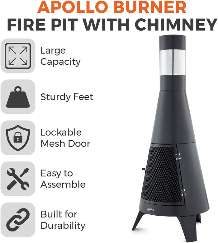 Tower T978508 Apollo Burner Chimney -  Black Tower