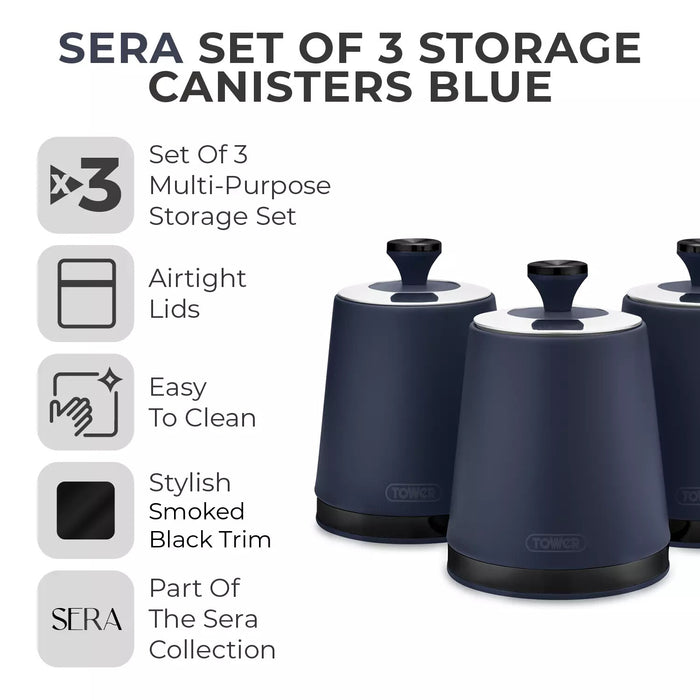 Tower Sera Set of 3 Canisters - Midnight Blue