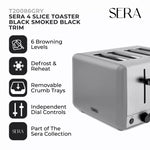 Tower Sera 4 Slice Toaster With Smoked Chrome Trim Grey