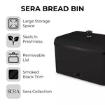 Tower Sera Bread Bin with Smoked Trim - Black